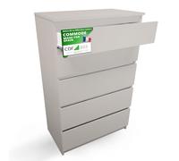 ASTER T5 - Commode contemporaine chambre-salon-bureau 40x70x109.5 beige - 5 tiroirs - Meuble de rangementent - Chiffonier