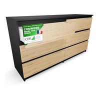 COMMODE MALWA 6 TIROIRS M6 140 - ANTHRACITE / CHÊNE ARTISAN