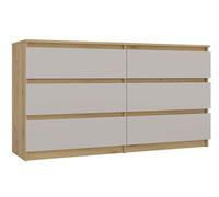 CDF Commode 6 Tiroirs Chêne Artisan/Cachemire Profondeur 40 cm - Meuble De Rangement pour Salon Ou Chambre, Armoire Basse Largeur 138 cm pour Vêtements