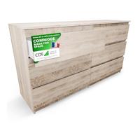 CDF Commode 6 Tiroirs Chêne Sonoma pour Chambre et Salon 40x75x138 cm | Rangement de vêtements, usage au bureau, installation facile, design moderne, armoire basse, usage quotidien