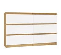 CDF Commode 6 Tiroirs Commode Chambre Blanc Chêne Artisan Meuble Armoire de Rangement Spacieux pour Salon Bureau Spacieuse et Design Moderne Facile à Installer 30x75x120 cm Meuble à Vêtements