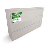 MILAN - Commode contemporaine 6 tiroirs chambre-salon-bureau - 30x120x77 cm Beige