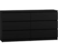 CDF Commode 6 Tiroirs Noir Profondeur 40 cm - Meuble De Rangement pour Salon Ou Chambre, Armoire Basse Largeur 138 cm pour Vêtements