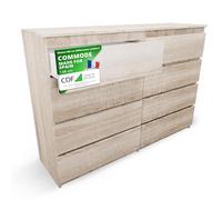 CDF Commode 8 Tiroirs Chêne Sonoma de Rangement pour Chambre 40x97x138 cm