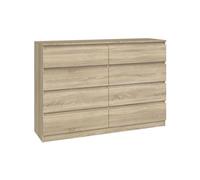 CDF Commode 8 Tiroirs Chêne Sonoma Profondeur 40 cm - Grand Meuble De Rangement pour Salon Ou Chambre, Armoire Basse Largeur 138 cm pour Vêtements