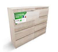 CDF Commode 8 Tiroirs Commode Chambre Chêne Sonoma Meuble Armoire de Rangement Spacieux pour Salon Bureau Spacieuse et Design Moderne Facile à Installer 40x97x120 cm Meuble à Vêtements
