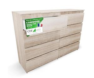 CDF Commode 8 Tiroirs Commode Chambre Chêne Sonoma Meuble Armoire de Rangement Spacieux pour Salon Bureau Spacieuse et Design Moderne Facile à Installer 40x97x138 cm Meuble à Vêtements