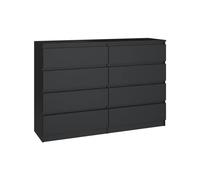 CDF Commode 8 Tiroirs Commode Chambre Noir Meuble Armoire de Rangement Spacieux pour Salon Bureau Spacieuse et Design Moderne Facile à Installer 40x97x138 cm Meuble à Vêtements