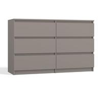 CDF Commode argile avec 6 tiroirs de 30 cm de profondeur - Commode pour salon, chambre à coucher - Commode Malm - Beaucoup d'espace de rangement - Convient pour organiser les vêtements - Largeur : 120