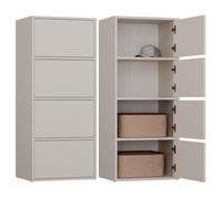CDF Commode Armoire haute avec 4 portes et étagères - Pour salon, chambre à coucher, couloir, bureau - Façades sans poignée - Design moderne et finition durable - Cachemire beige Alma