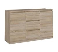 CDF Commode Basse 2 Portes 3 Tiroirs Buffet - 120x40x75 cm Chêne Sonoma | Salon et Chambre, Rangement Domestique, Organisation du Linge, pour Maison et Bureau, Mobilier d'Intérieur