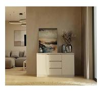 CDF Commode Basse 2 Portes et 3 Tiroirs Buffet Enfilade Meuble de Rangement Salon Chambre Bureau 120 x 40 x 75 cm - Cachemire