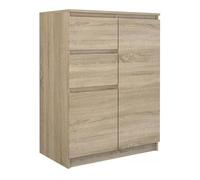 CDF Commode Compacte 2 Portes et 2 Tiroirs Meuble de Rangement Étroit Salon Chambre Bureau 70 x 40 x 97 cm - Chêne Sonoma