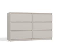 MILAN - Commode contemporaine 6 tiroirs chambre-salon-bureau - 30x120x77 cm Beige