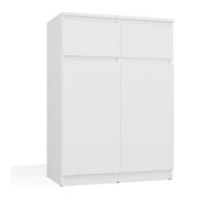 CDF Commode Haute pour Chambre à Coucher, Buffet, Meuble de Salon, Meuble à Chaussures, Commode Large pour Salon, Chambre à Coucher, Bureau, vêtements, tiroirs Profonds, Armoire Haute - 2DD2S Blanc