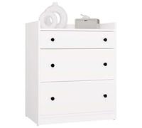 CDF Commode Houston, Commode Moderne À 3 Tiroirs Profonds, Étagère Surélevée, Meuble De Rangement pour Chambre, Salon Ou Chambre D’Enfant, Construction Robuste, Blanc Mat, 70 X 84 X 46 Cm