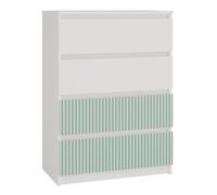 CDF Commode Malwa M4 | Couleur : Blanc/Vert Menthe | Armoire pour Documents, Petits Objets | Idéal pour Salon, Chambre à Coucher, Chambre d'enfant, | 4 tiroirs spacieux