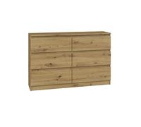 CDF Commode Malwa M6 120| Couleur : Chêne Artisan | Armoire pour Documents, Petits Objets | Idéal pour Salon, Chambre à Coucher, Chambre d'enfant, et Bureau | 6 tiroirs spacieux