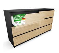 CDF Commode Malwa M6 140 | Couleur : Anthracite - Chêne Artisan | Armoire pour Documents, Petits Objets | Idéal pour Le Salon, la Chambre à Coucher, la Chambre des Enfants,