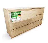 CDF Commode Malwa M6 140 | Couleur : Chêne Artisan | Armoire pour Documents, Petits Objets | Idéal pour Salon, Chambre à Coucher, Chambre d'enfant, et Bureau | 6 tiroirs spacieux