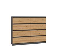 CDF Commode Malwa M8 120 | Couleur : Anthracite - Chêne Artisan | Armoire pour Documents, Petits Objets | Idéal pour Le Salon, la Chambre à Coucher, la Chambre des Enfants