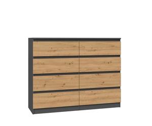 CDF Commode Malwa M8 120 | Couleur : Anthracite - Chêne Artisan | Armoire pour Documents, Petits Objets | Idéal pour Le Salon, la Chambre à Coucher, la Chambre des Enfants