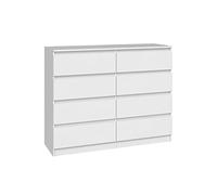 CDF Commode Malwa M8 120 | Couleur : Blanc | Armoire pour Documents, Petits Objets | Idéal pour Le Salon, la Chambre à Coucher, la Chambre d'enfant, | 8 tiroirs spacieux