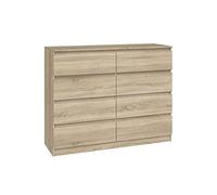 CDF Commode Malwa M8 120 | Couleur : Chêne Sonoma | Armoire pour Documents, Petits Objets | Idéal pour Le Salon, la Chambre à Coucher, la Chambre d'enfant, | 8 tiroirs spacieux