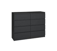 CDF Commode Malwa M8 120 | Couleur : Noir | Armoire pour Documents, Petits Objets | Idéal pour Salon, Chambre à Coucher, Chambre d'enfant, et Bureau | 8 tiroirs spacieux