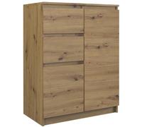 CDF Commode Moderne 2D2S (2 Portes, 2 tiroirs) | Couleur : Chêne Artisan | Meuble de Rangement, pour Petits Objets | Idéal pour Le Salon, la Chambre à Coucher, la Chambre d'enfants