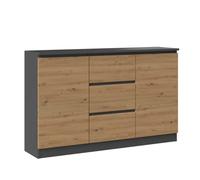 CDF Commode Moderne 2D3S (2 Portes, 3 tiroirs) | Couleur : Anthracite - Chêne Artisan | Meuble de Rangement, pour Petits Objets | Idéal pour Le Salon, la Chambre à Coucher, la Chambre d'enfants