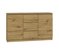 CDF Commode Moderne 2D3S (2 Portes, 3 tiroirs) | Couleur : Chêne Artisan | Meuble de Rangement, pour Petits Objets | Idéal pour Le Salon, la Chambre à Coucher, la Chambre d'enfants | Étagères