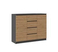 CDF Commode Moderne 2D4S (2 Portes, 4 tiroirs) | Couleur : Anthracite - Chêne Artisan | Meuble de Rangement, pour Petits Objets | Idéal pour Le Salon, la Chambre à Coucher, la Chambre d'enfant,