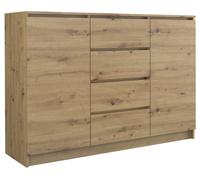 CDF Commode Moderne 2D4S (2 Portes, 4 tiroirs) | Couleur : Chêne Artisan | Meuble de Rangement, pour Petits Objets | Idéal pour Le Salon, la Chambre à Coucher, la Chambre d'enfants