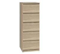 CDF Commode Moderne Malwa W5 | Couleur : Chêne Sonoma | Armoire pour Documents, Petits Objets | Idéal pour Salon, Chambre à Coucher, Chambre d'enfant, et Bureau | 5 tiroirs spacieux