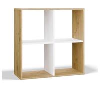 CDF Étagère cube avec 4 compartiments ouverts - Étagère de rangement pour salon, chambre à coucher, couloir, chambre d'enfant - Pour décoration, dossier, jouets, documents - Design moderne - Chêne