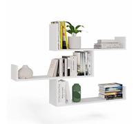 CDF Étagères Murales Blanches Kobi Lot de 3 - Étagères Suspendues Modernes 80 cm - Étagère Murale pour Salon Bureau Chambre - Rangement Livres Décoration