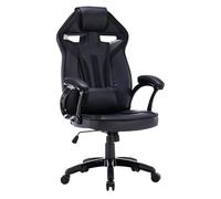 CDF Fauteuil Gaming Drift Noir - Chaise Ergonomique 360° pour PC, Similicuir + Mousse Mesh, Tilt, vérin à gaz, 2 Coussins, roulettes en Caoutchouc silencieuses