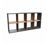 CDF Grande Bibliothèque Étagère à 8 Compartiments Buffet Bas Diviseur de Pièce Meuble de Rangement pour Salon Bureau 147 x 75 x 30 cm - Anthracite/Chêne Artisan