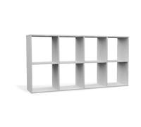 CDF Grande Bibliothèque Étagère à 8 Compartiments Buffet Bas Diviseur de Pièce Meuble de Rangement pour Salon Bureau 147 x 75 x 30 cm - Blanc