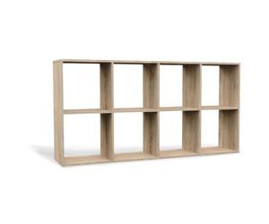 CDF Grande Bibliothèque Étagère à 8 Compartiments Buffet Bas Diviseur de Pièce Meuble de Rangement pour Salon Bureau 147 x 75 x 30 cm - Chêne Sonoma