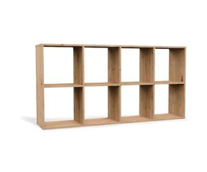 CDF Grande Bibliothèque Étagère à 8 Compartiments Buffet Bas Diviseur de Pièce Meuble de Rangement pour Salon Bureau 147 x 75 x 30 cm - Chêne Artisan