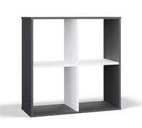 CDF Malax Étagère 2 x 2 séparateurs de pièce pour livres, documents modernes, salon, bureau, chambre d'enfant - 2 x 2, anthracite/blanc, 74 x 75 x 30 cm, 4 compartiments de rangement