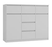 CDF MALWA - Commode 6 tiroirs et 2 Portes - 100x120x40 - Chambre/Bureau/Salon - Blanc