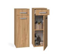 CDF Meuble de Salle de Bain Colonne Basse Armoire de Rangement avec 1 Tiroir et 1 Porte Petit Placard pour Salle d'eau Buanderie Étagères Design Moderne 30 x 30 x 85 cm - Chêne Artisan