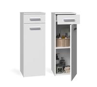 CDF Meuble de Salle de Bain Colonne Basse Armoire de Rangement avec 1 Tiroir et 1 Porte Petit Placard pour Salle d'eau Buanderie Étagères Design Moderne 30 x 30 x 85 cm - Blanc