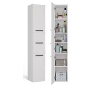 CDF Meuble de Salle de Bain - Colonne de Rangement étroite 30 x 30 x 170 cm avec Porte et étagères - Armoire Haute Moderne pour Salle de Bain - Blancs