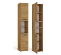 CDF Meuble de Salle de Bain - Colonne de Rangement étroite 30 x 30 x 170 cm avec Porte et étagères - Armoire Haute Moderne pour Salle de Bain - Chêne Artisanal