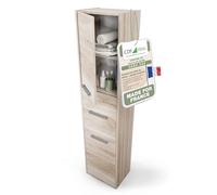 CDF Meuble de Salle de Bain - Colonne de Rangement étroite 40 x 30 x 170 cm avec Porte et étagères - Armoire Haute Moderne pour Salle de Bain - Sonoma