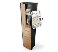 CDF Meuble de Salle de Bain - Colonne de Rangement étroite 40 x 30 x 170 cm avec Porte et étagères - Armoire Haute Moderne pour Salle de Bain - Anthracite/Chêne Artisan